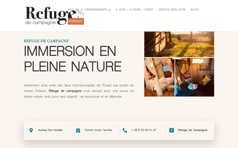 Site internet hébergements insolites Vendée - Refuge de Campagne